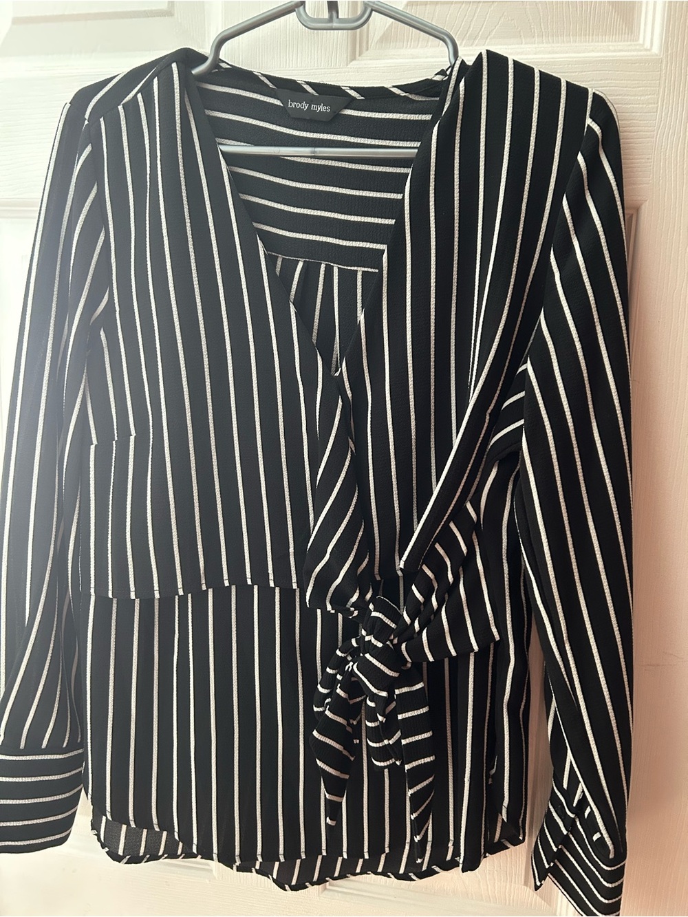 Brody Myles Black & White Striped Tie-Waist Blouse